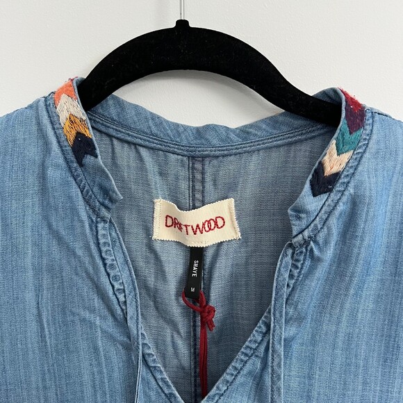 NWT Driftwood Shaye Chambray Embroidered Dress Tunic Sz M - Picture 4 of 10